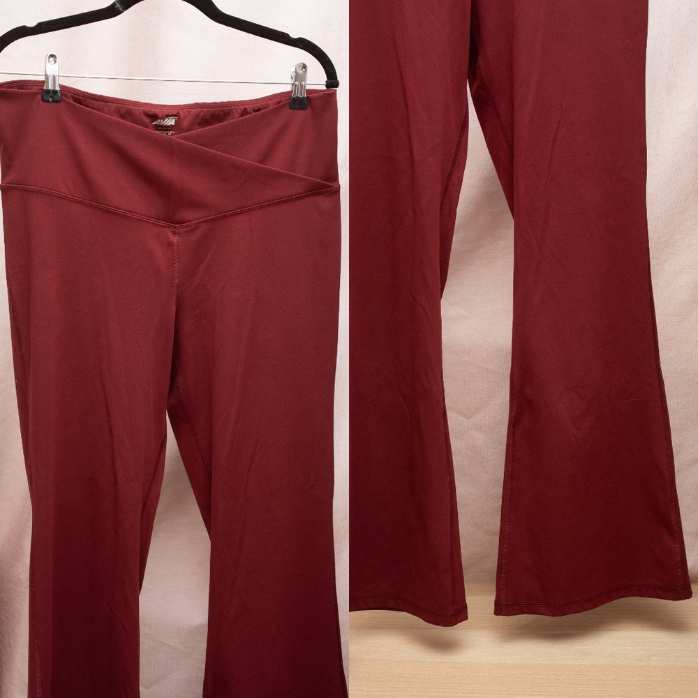 Burgundy Red Avia Flare Stretchy Yoga Pants Leggings XL